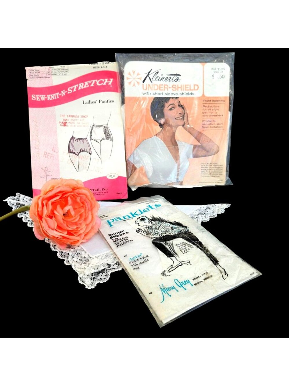 Vintage Women's Intimate Undergarment Lot Panty Pattern Dress Shield Hankie